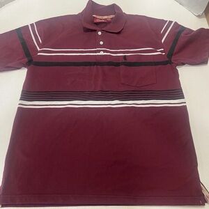 Lada The Original Style Tan Striped Colorblock Polo Shirt Mens Sz L